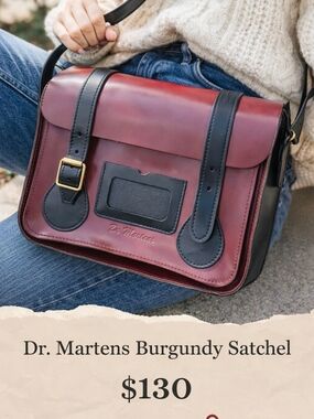 Dr. Martens Burgundy and Black Leather Satchel